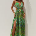 FONTANA DEEP PLUNGE MAXI DRESS - INDIANA GREEN