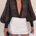 FLEETWOOD BLOUSE - BLACK/WHITE POLKA