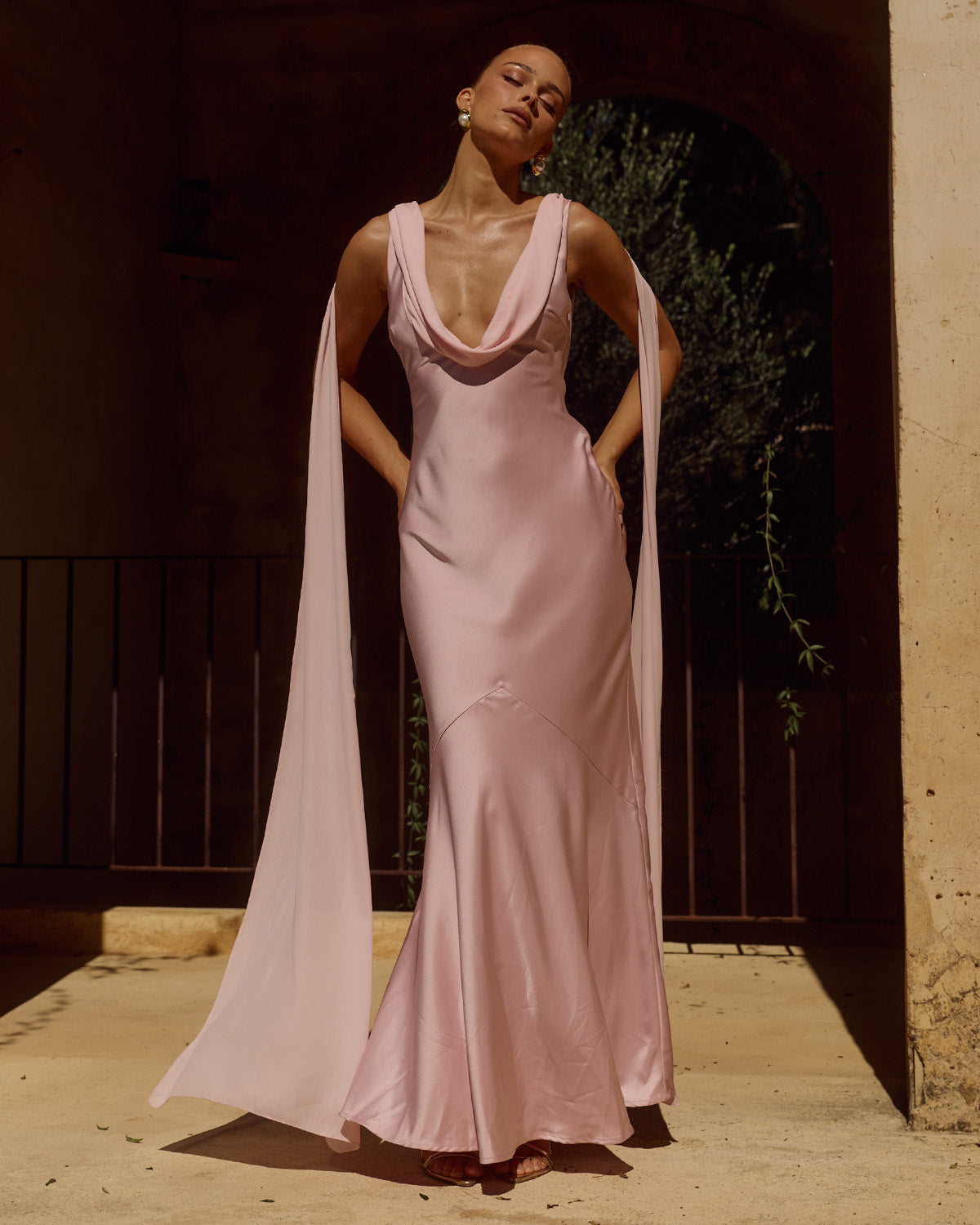 GABRIELLA  COWL MAXI DRESS - PINK