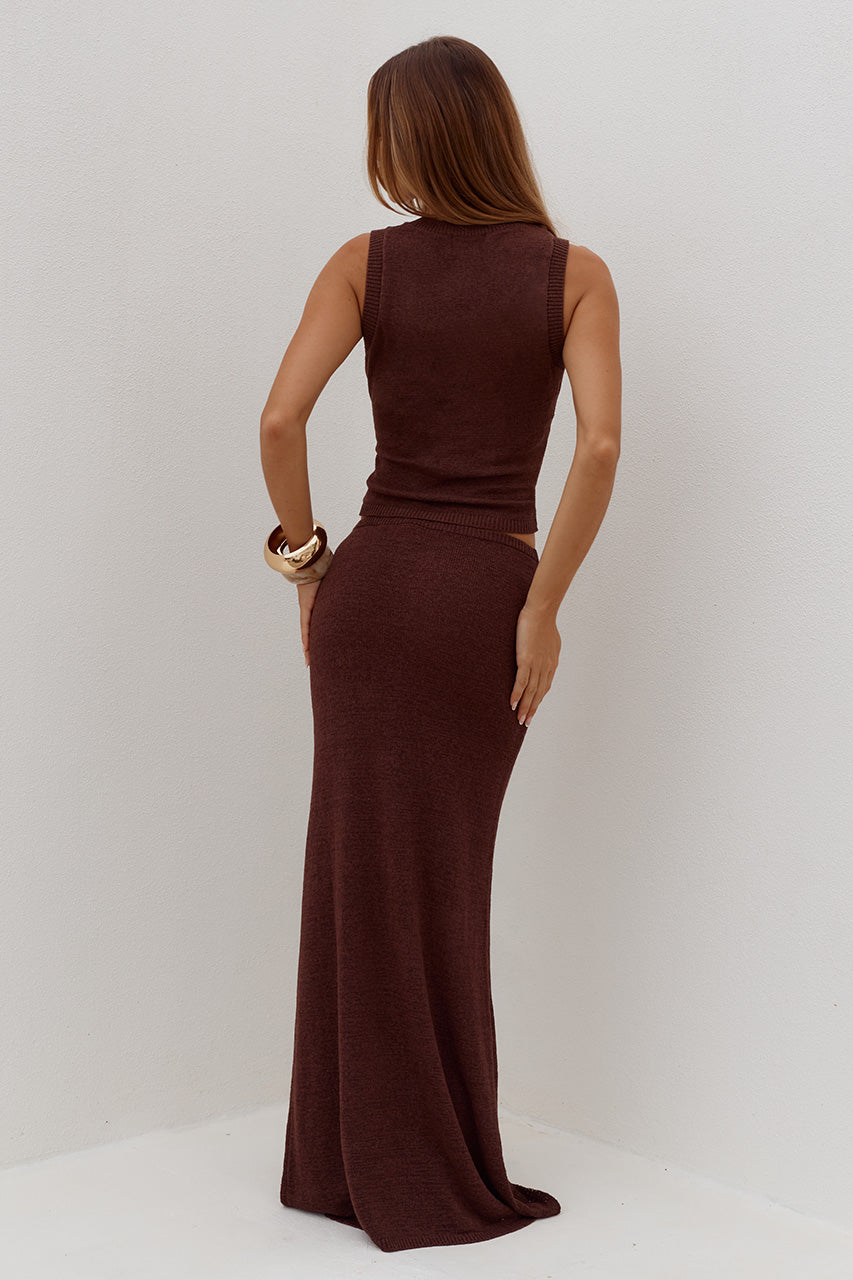 GEMINI CUT OUT KNIT TANK - CHOCOLATE - GEMINICUTOUTKNITTANKXGEMINIFISHTAILMAXISKIRT-CHOCOLATE-07