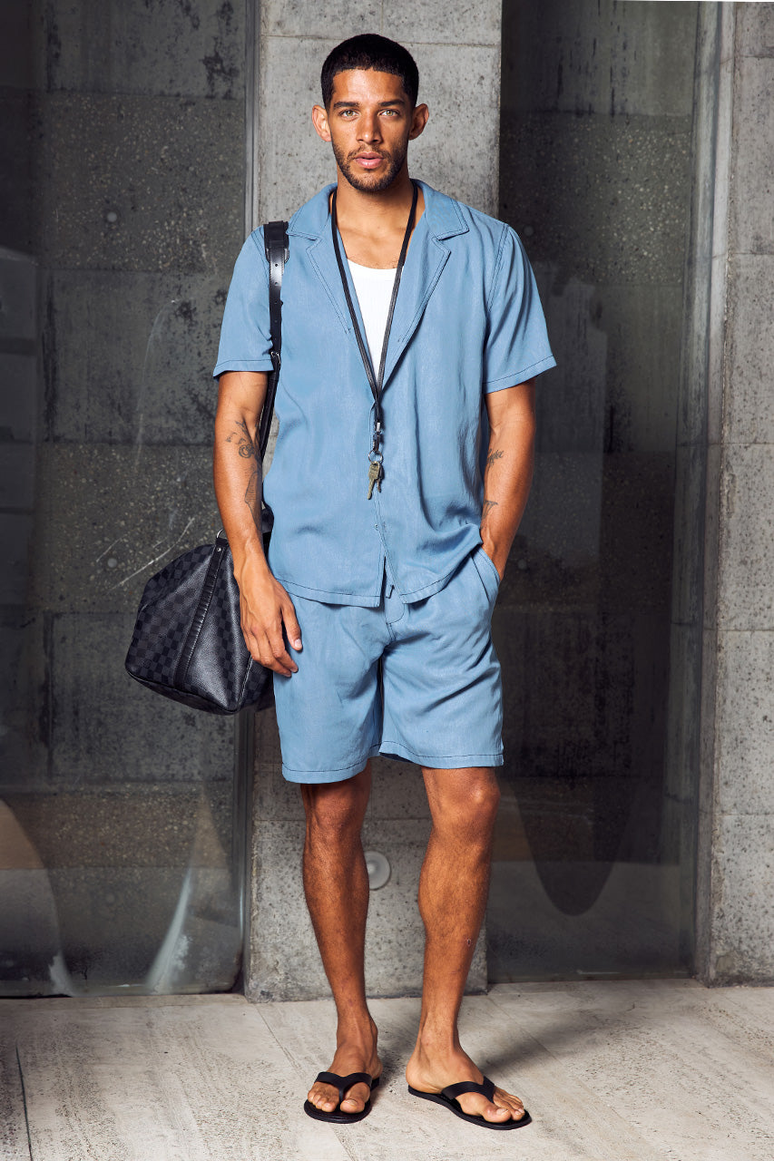 GIORGIO SHORT SLEEVE SHIRT - LIGHT BLUE - GIORGIOSHORTSLEEVESHIRTXGIORGIODRAWSTRINGSHORTS-LIGHTBLUE