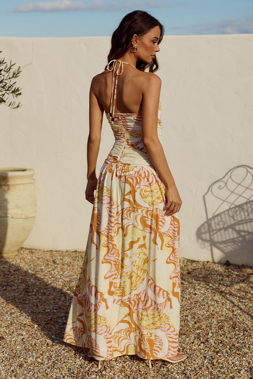 GIULIA RUCHED MAXI DRESS - TAHITI PINK