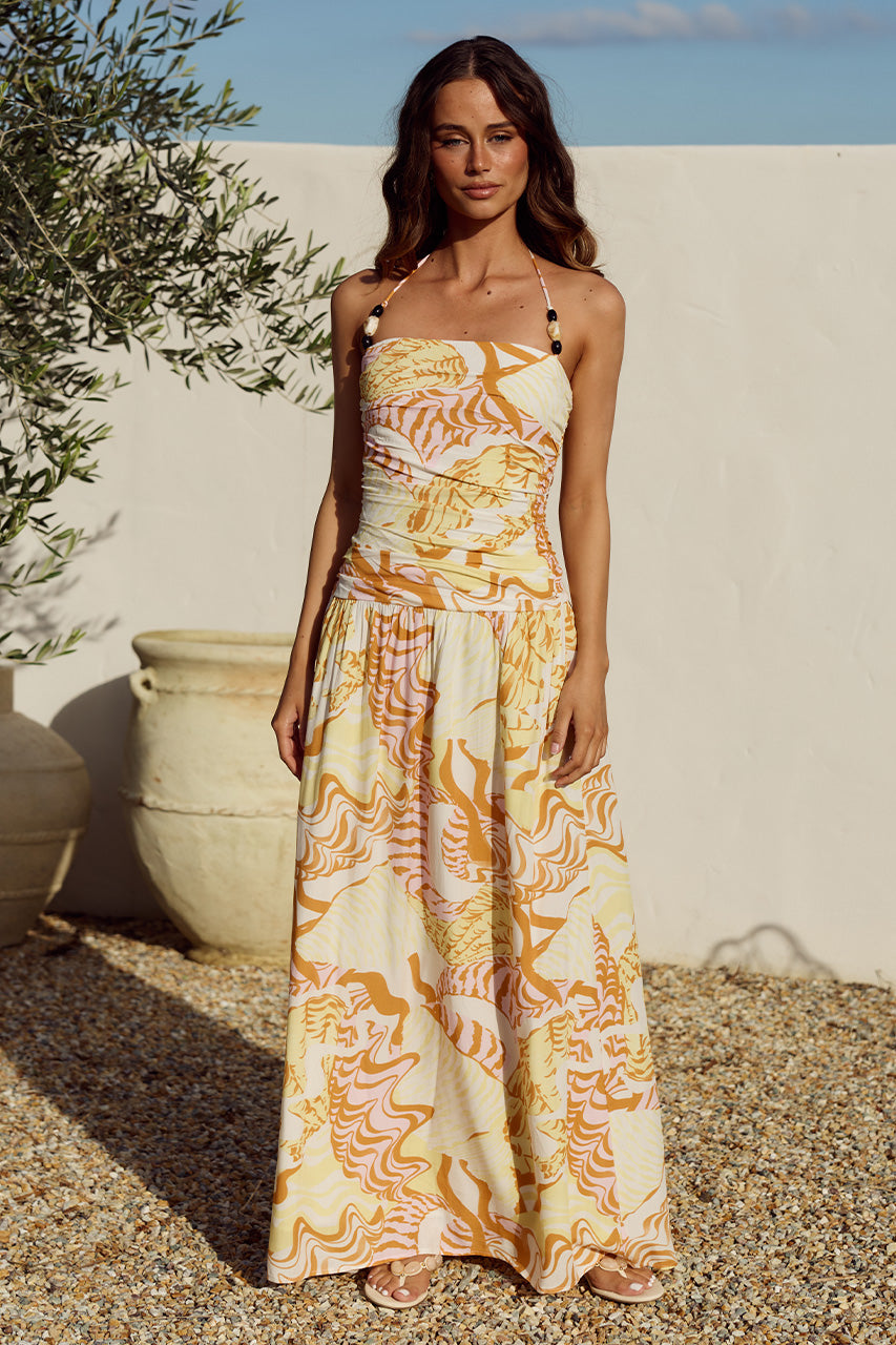 GIULIA RUCHED MAXI DRESS - TAHITI PINK