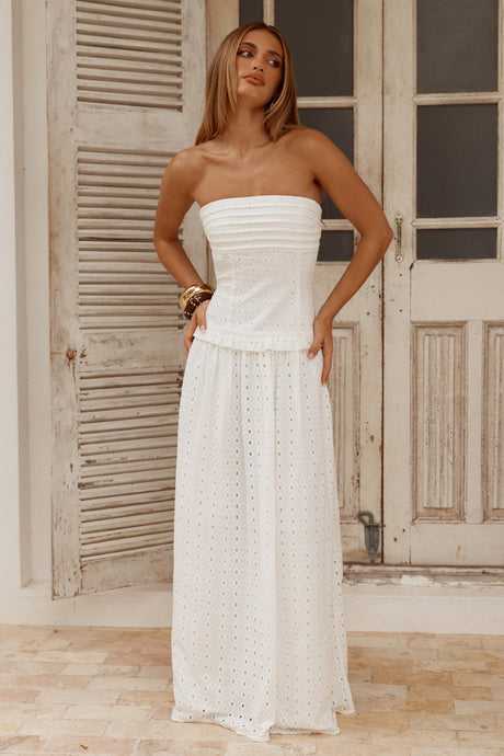 GRACE STRAPLESS TIE BACK MAXI DRESS - WHITE