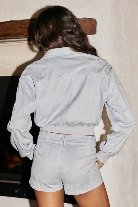 HARPA SUEDE BOMBER JACKET - BABY BLUE