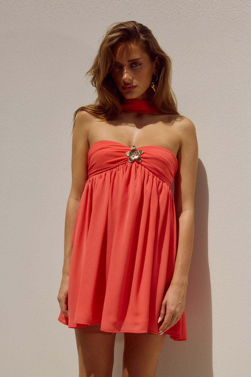 HAVEN MINI DRESS - CORAL XXL - HAVENMINIDRESSCORAL_3