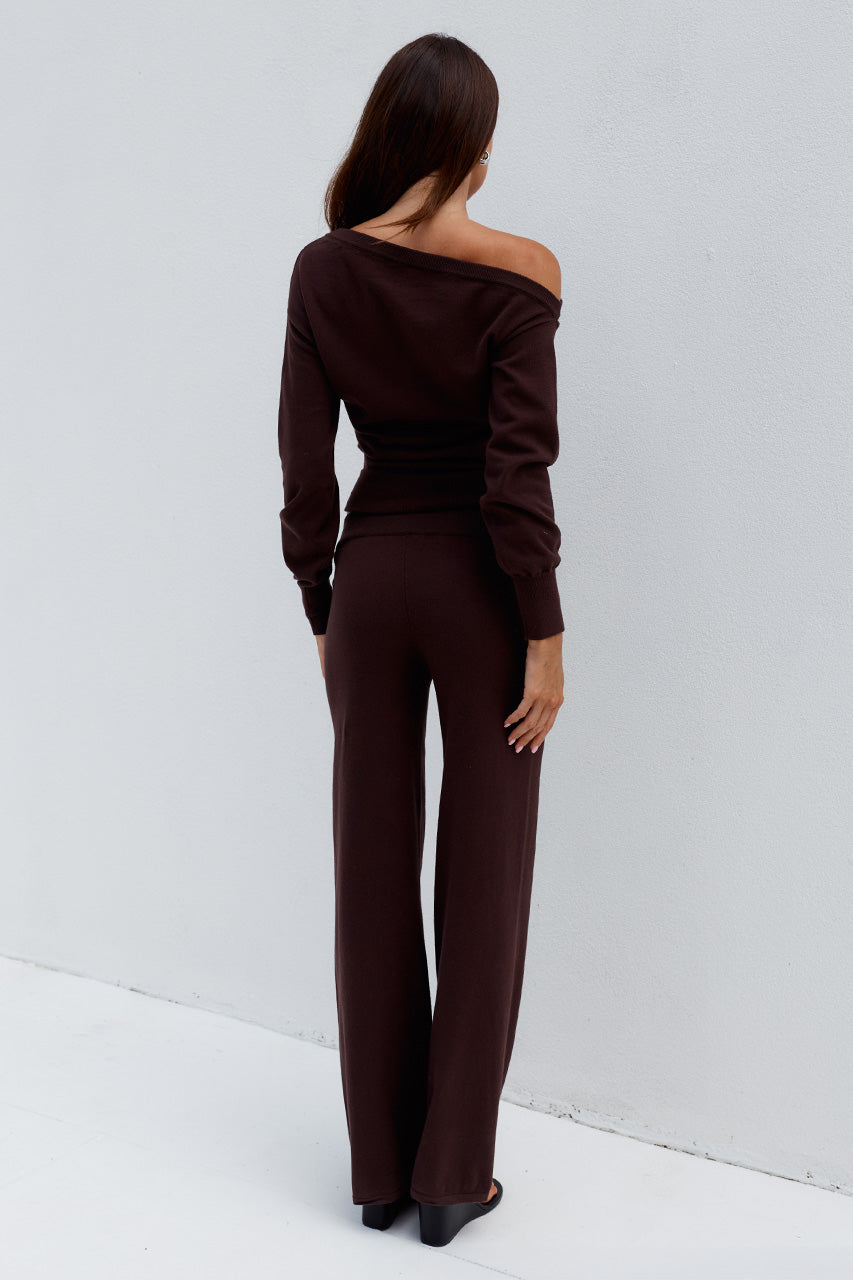 HEATHER WIDE LEG KNIT PANT - CHOCOLATE - HEATHEROFFSHOULDERKNITTOPxHEATHERWIDELEGKNITPANT-CHOCOLATE-09