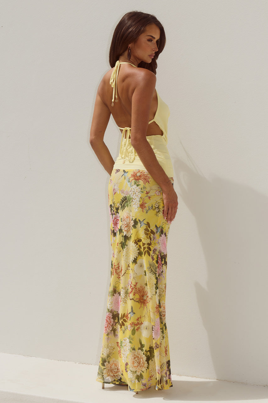 HELENA LOW WAIST MAXI SKIRT - KENDALL YELLOW - HELENAHALTERDEEPPLUNGECOWLTOP-MANGOXHELENALOWWAISTMAXISKIRT-KENDALLYELLOW-07