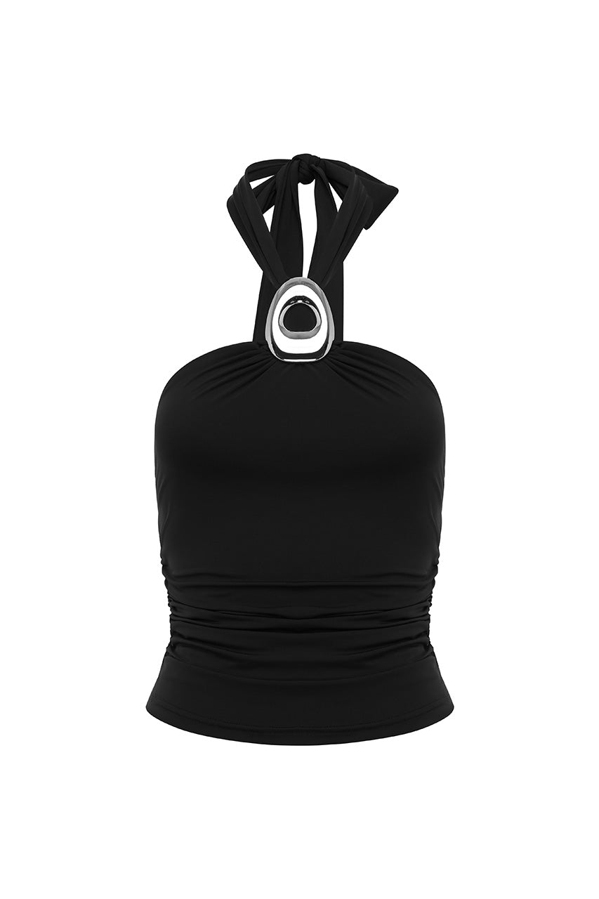 INDIANA KEYHOLE HALTER TOP - BLACK - INDIANAKEYHOLEHALTERTOPBLACK