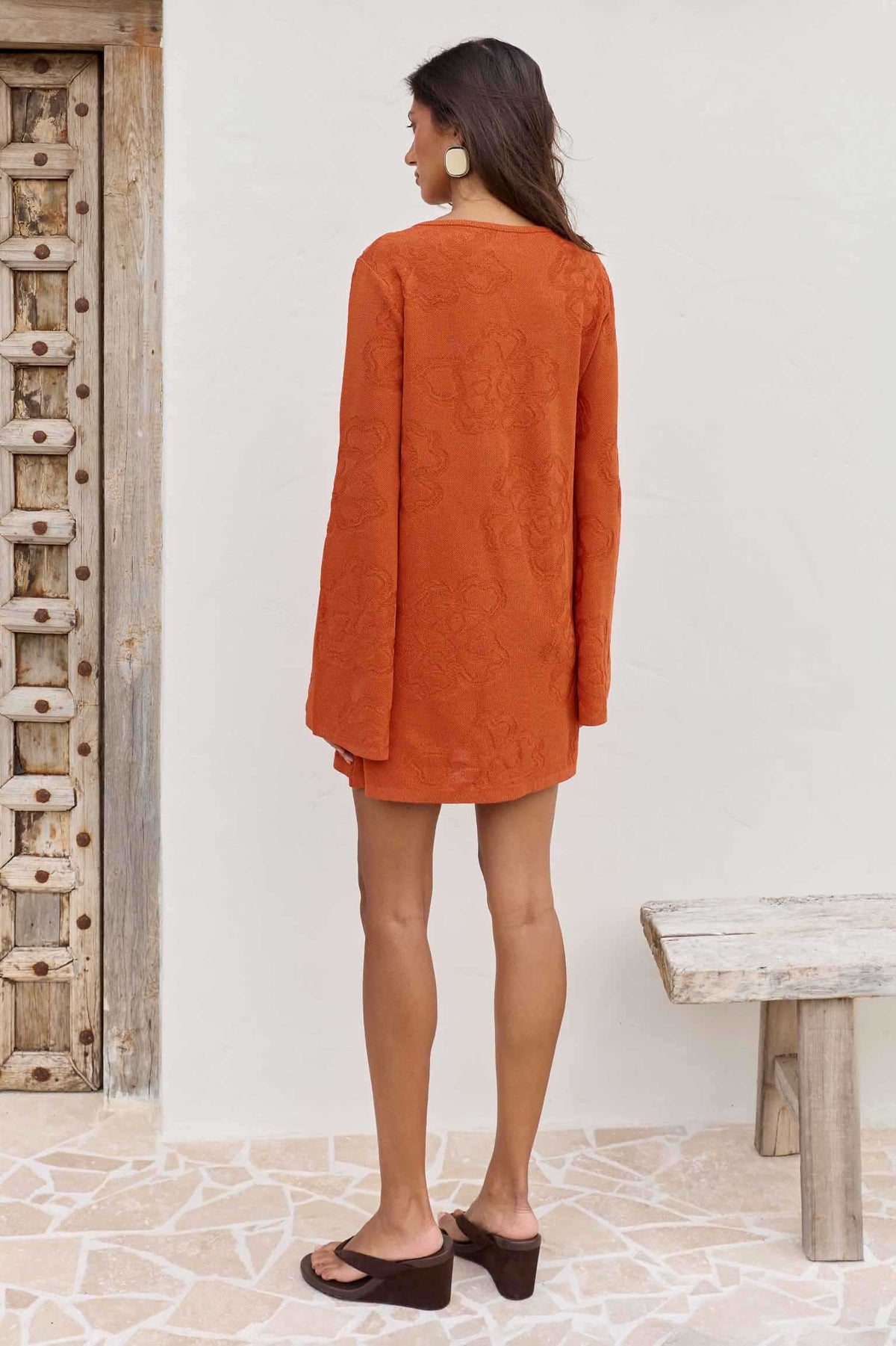 INFERNO LONG SLEEVE KNIT MINI DRESS - ORANGE - INFERNOLONGSLEEVEKNITMINIDRESS-ORANGE-2