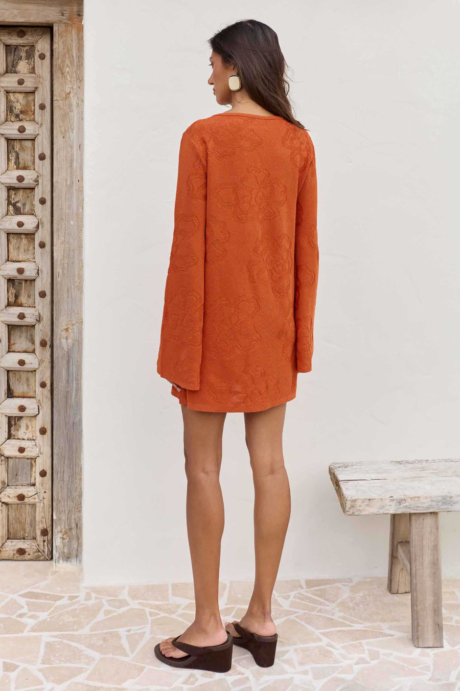 INFERNO LONG SLEEVE KNIT MINI DRESS - ORANGE - INFERNOLONGSLEEVEKNITMINIDRESS-ORANGE-2