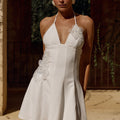 ISMERIE HALTER MINI DRESS - WHITE
