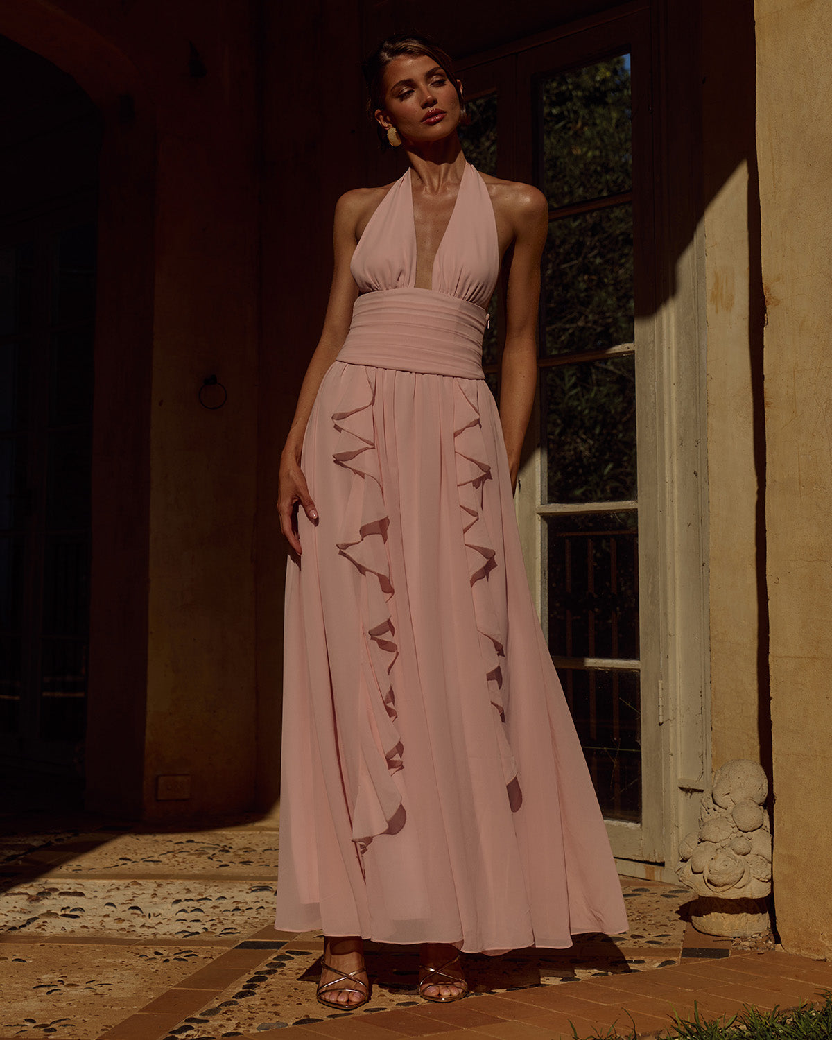 ISOLINA HALTER CORSET MAXI DRESS - PINK | Runaway The Label Australia