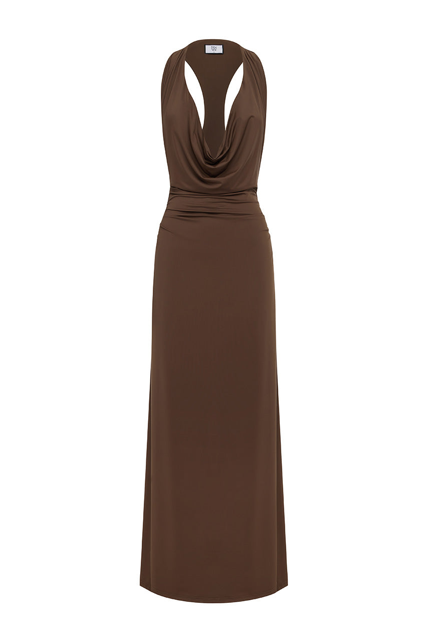 IVY COWL RACERBACK MAXI DRESS - MOCHA - IVYCOWLRACERBACKMAXIDRESS-MOCHA