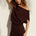 JADE HIGH NECK KNIT MINI DRESS - CHOCOLATE