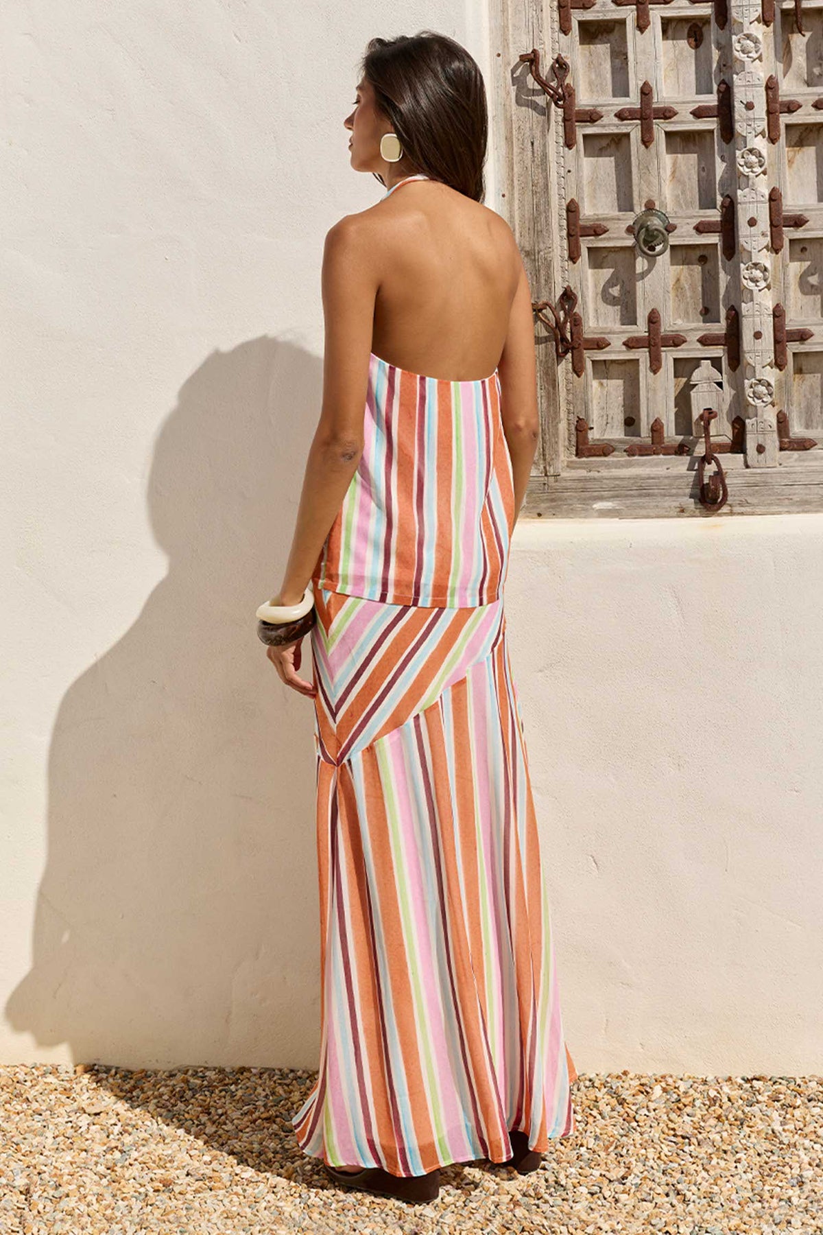 TULLAH LOW WAISTED MAXI SKIRT - TULLAH ORANGE/PINK - JADEOPENBACKTOPXTULLAHLOWWAISTEDMAXISKIRT-TULLAHORANGEPINK-5