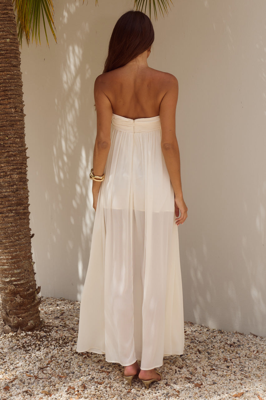 JAIYAH STRAPLESS MAXI DRESS - PEARL