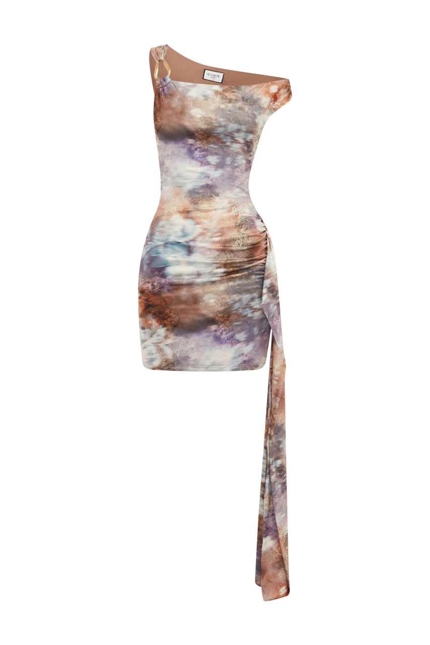 JASMINE ONE SHOULDER MINI DRESS - ZARLA CHOC - JASMINEONESHOULDERMINIDRESS-ZARLACHOC1