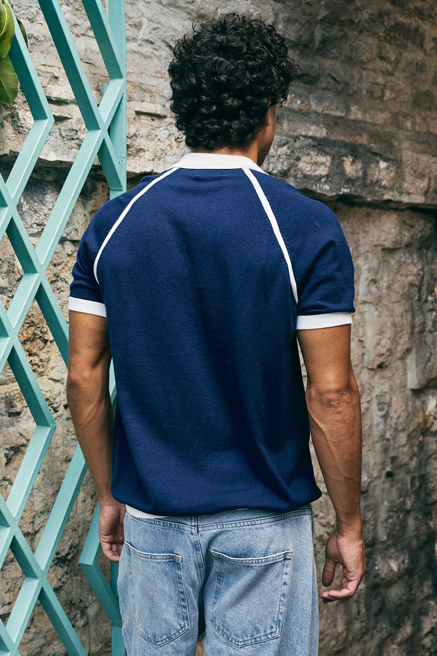 JAVIER RAGLAN SHORT SLEEVE KNIT TOP - NAVY - JAVIERRAGLANSHORTSLEEVEKNITTOP-NAVYXNICOLOWIDELEGJEANS-BLUEMIDWASH-2
