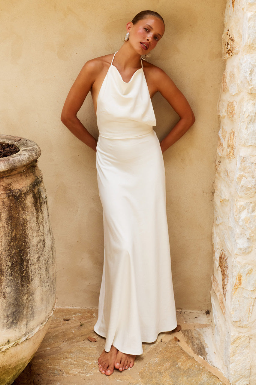 JELENA HALTER OPEN BACK MAXI DRESS - CREAM XXL - JELENAHALTEROPENBACKMAXIDRESS-CREAM-10