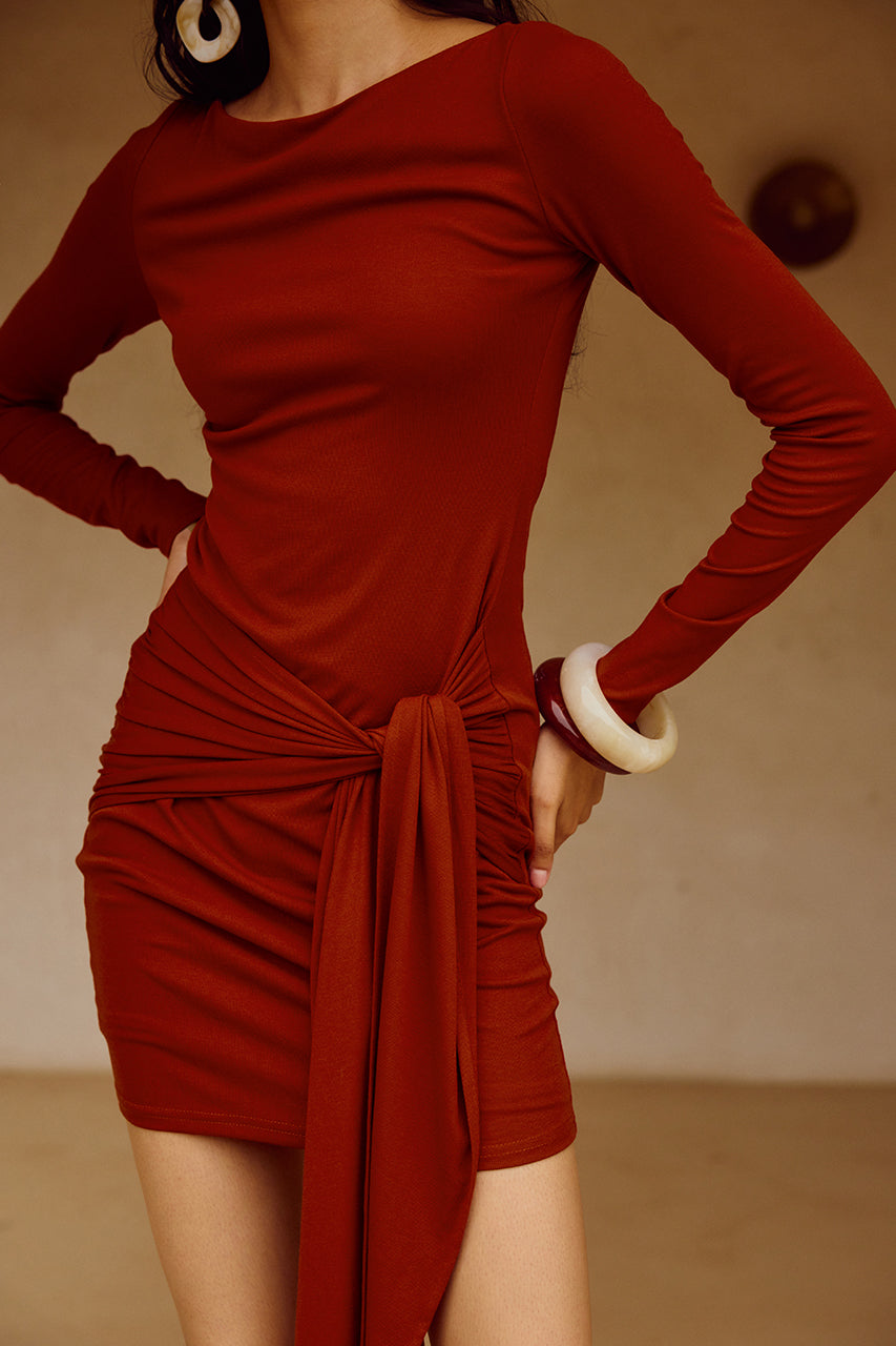 JUDAH SLEEVED MINI DRESS - RED - JUDAH-MINI-DRESS-RED-_3