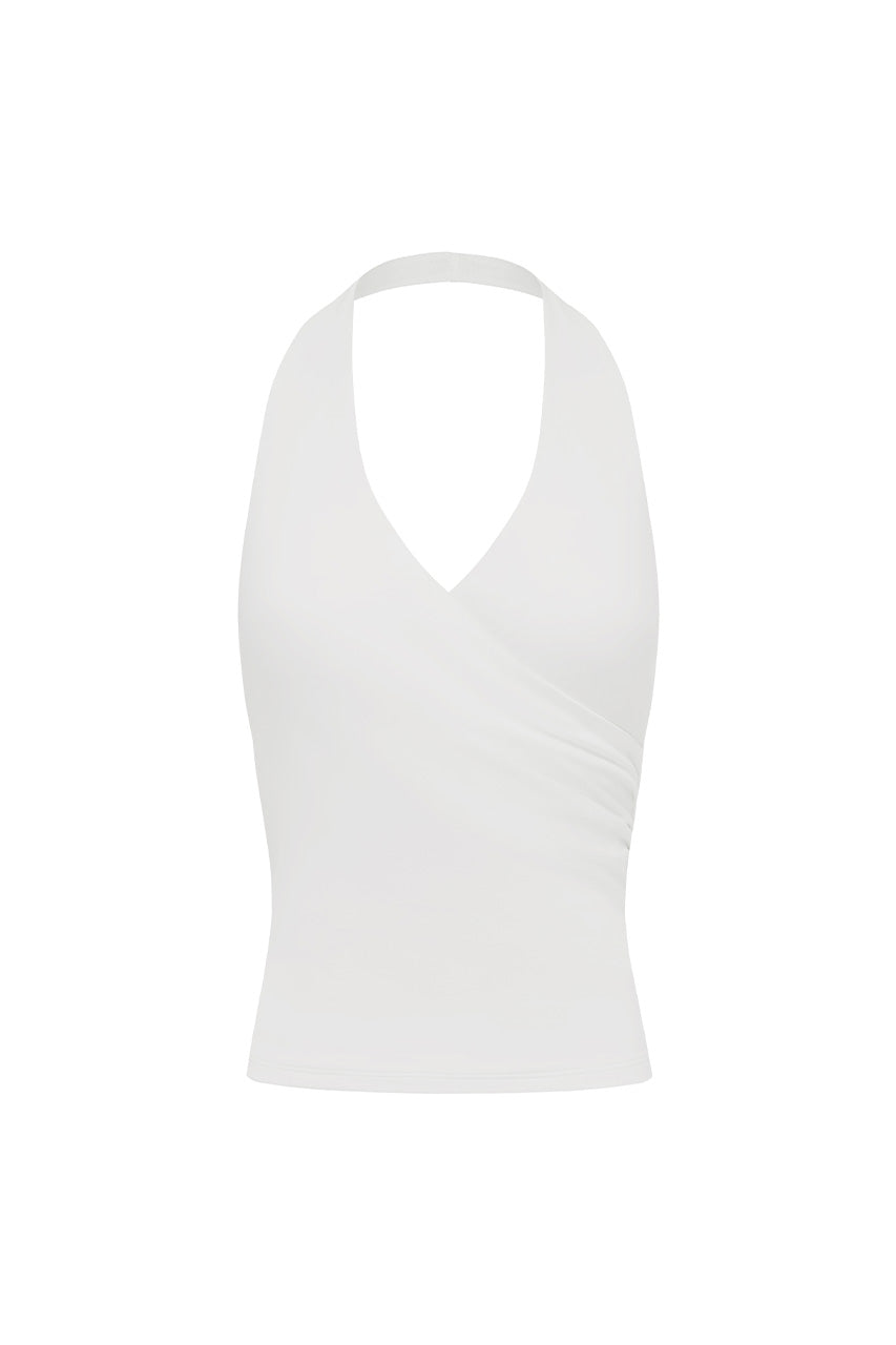 JULIANE HALTER WRAP TANK TOP - CREAM - JULIANEHALTERWRAPTANKTOP-CREAM