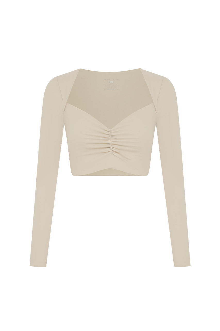 JULIA SWEETHEART LONG SLEEVE TOP - BISCUIT - JULIASWEETHEARTLONGSLEEVETOP-BISCUIT-0