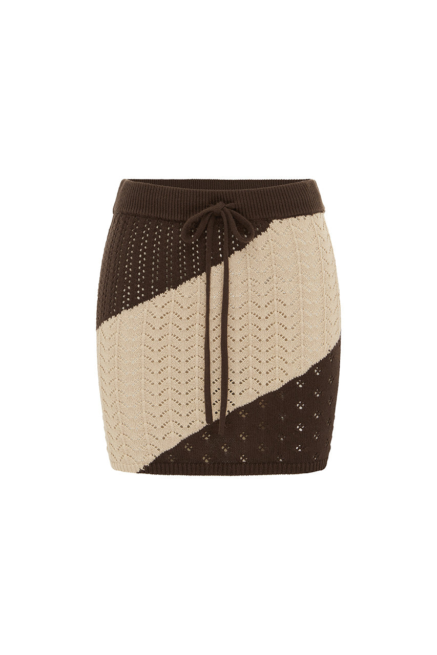 JULIE MINI SKIRT - SAND/CHOCOLATE - JULIEMINISKIRT