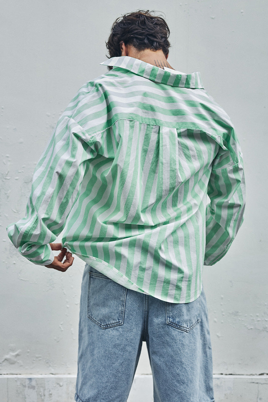KAIDEN LONG SLEEVE SHIRT - GREEN STRIPE - KAIDENLONGSLEEVESHIRT-GREENSTRIPE-2