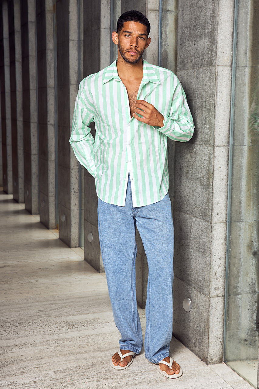 KAIDEN LONG SLEEVE SHIRT - GREEN STRIPE - KAIDEN_LONG_SLEEVE_SHIRT_-_GREEN_STRIPE-2