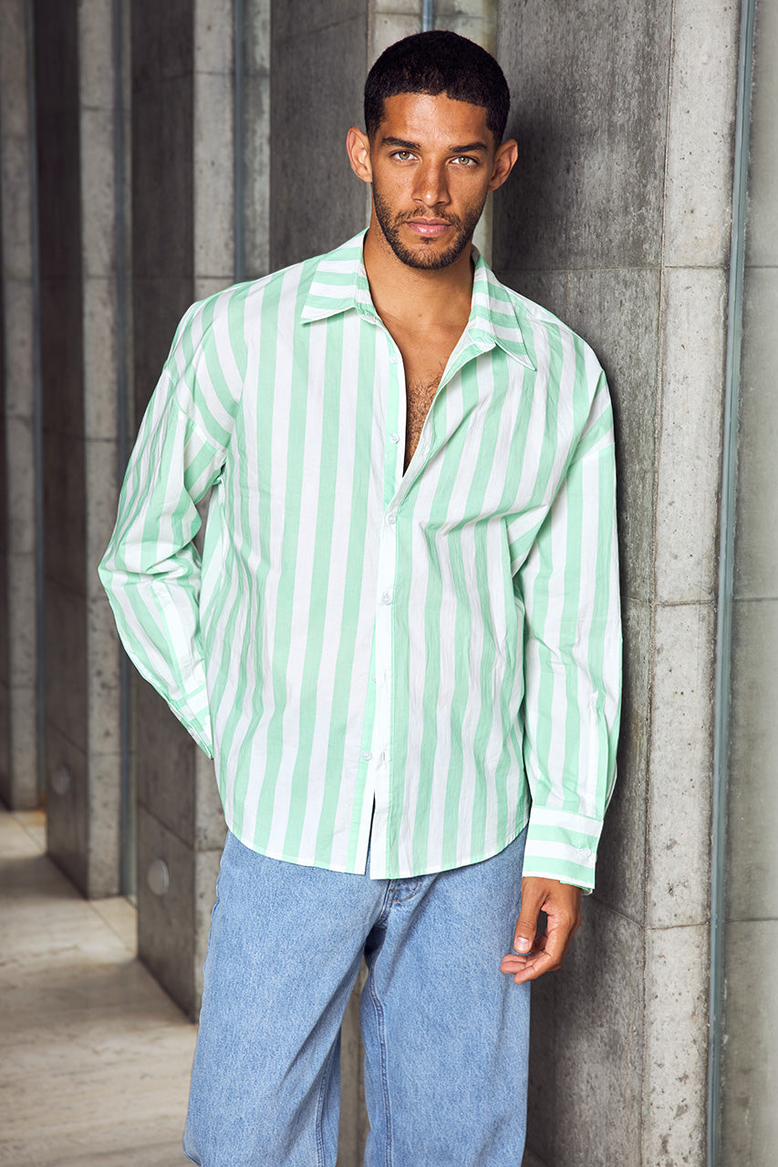KAIDEN LONG SLEEVE SHIRT - GREEN STRIPE - KAIDEN_LONG_SLEEVE_SHIRT_-_GREEN_STRIPE