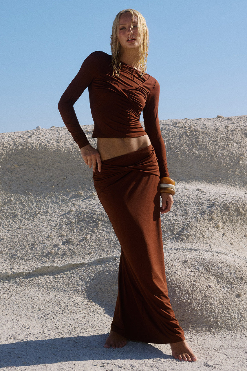 KAMILLA TWIST MAXI SKIRT - CHOCOLATE XXL - KAMILLATWISTLONGSLEEVETOPXKAMILIATWISTMAXISKIRT-CHOCOLATE-6