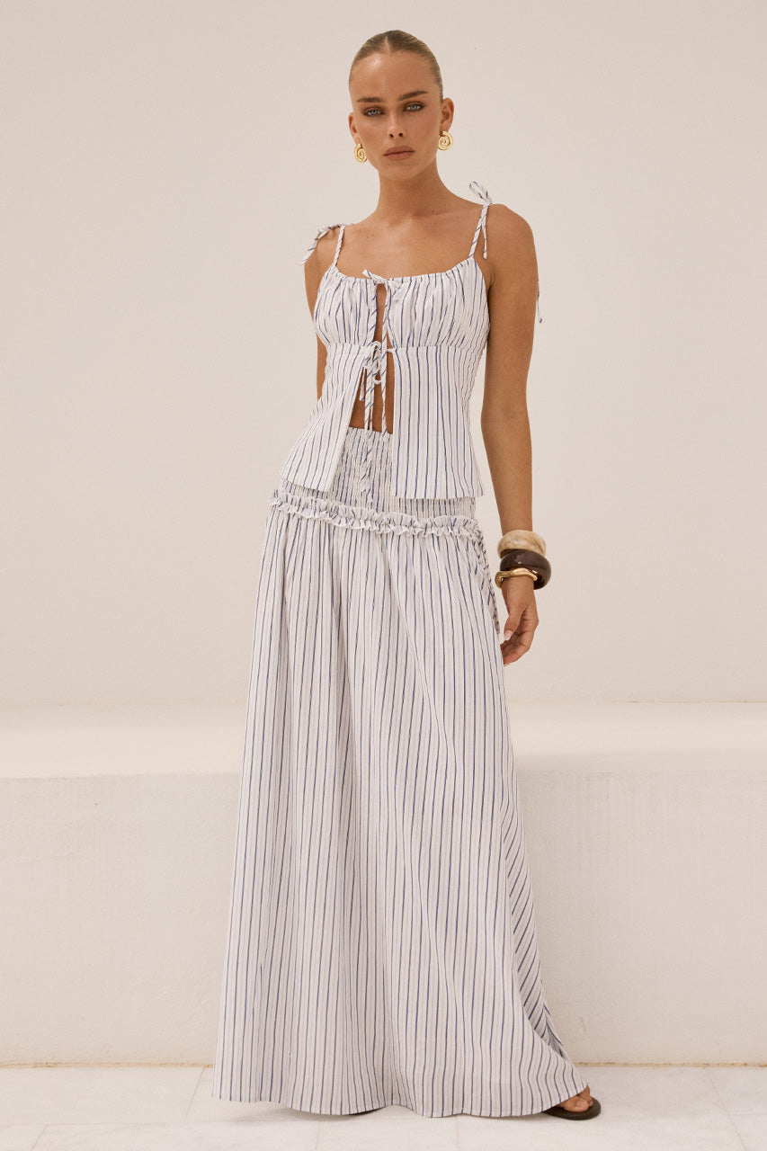 MAREE SHIRRED DROP WAIST MAXI SKIRT - DREA WHITE XXL - KATALIARUCHEDFRONTTIETOPXMAREESHIRREDDROPWAISTMAXISKIRT-DREAWHITE-02