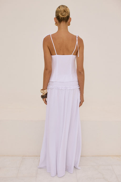 KATALIA RUCHED FRONT TIE TOP - WHITE