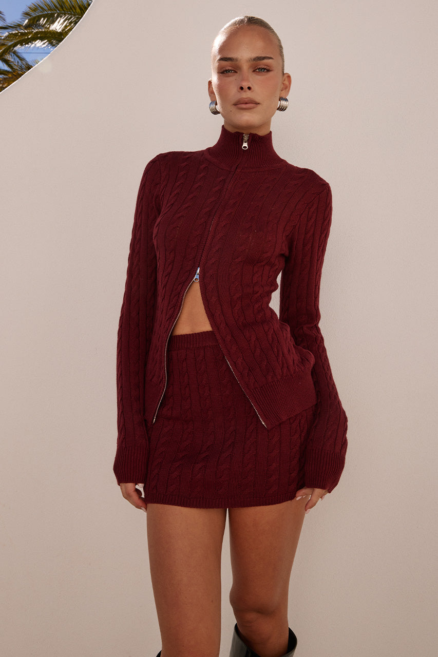 KATARINA LONG SLEEVE KNIT TOP - BLACK CHERRY XXL - KATARINALONGSLEEVEKNITTOPXKATARINAKNITMINISKIRT-BLACKCHERRY-04