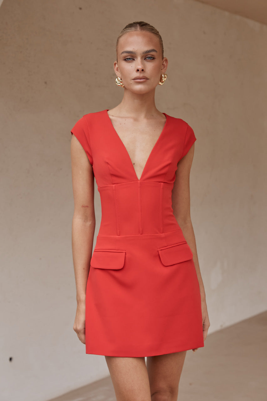 KEETA MINI DRESS - RED - KEETAMINIDRESSRED
