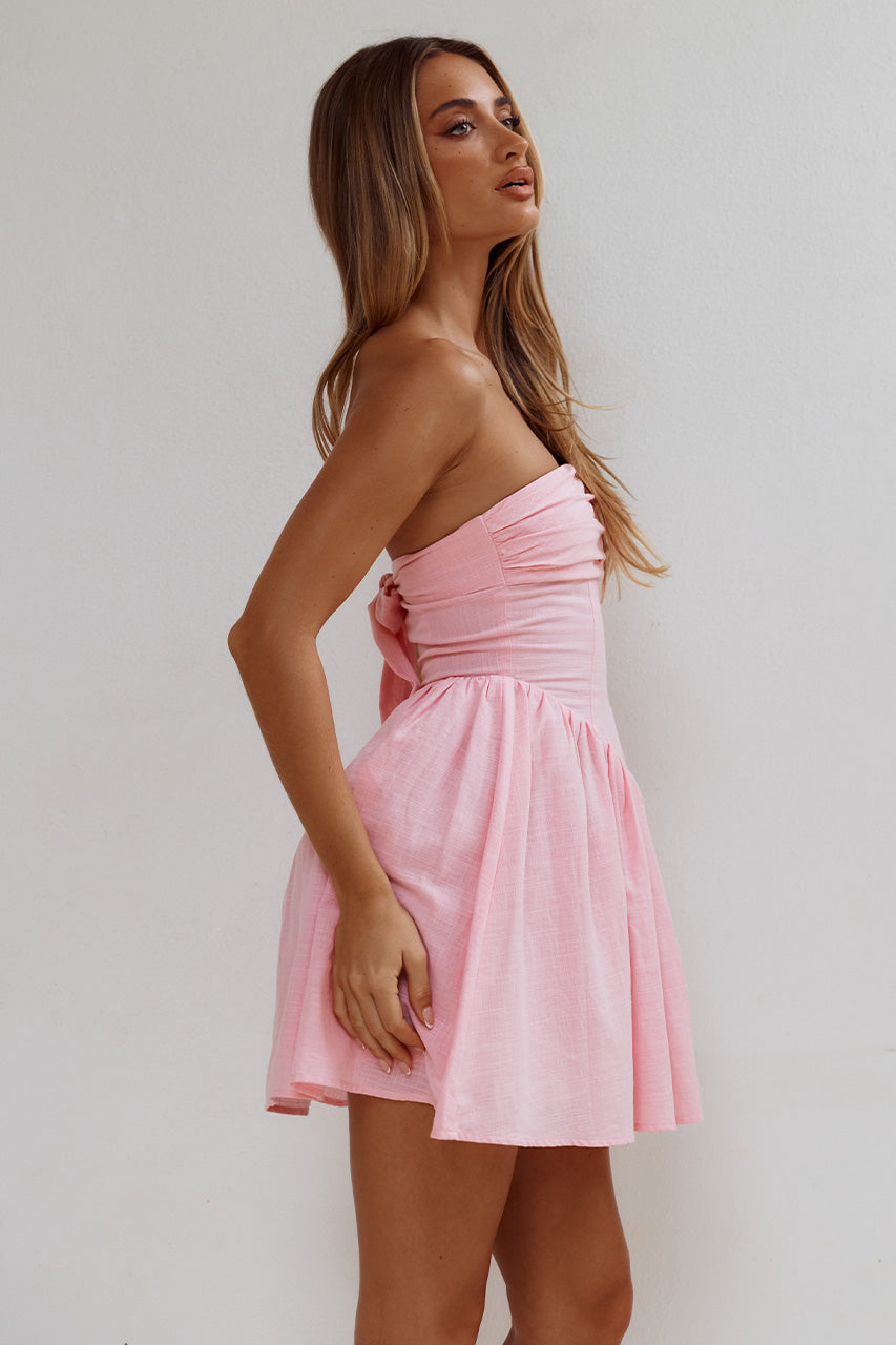 KIYO STRAPLESS TIE BACK MINI DRESS - PINK - KIYOSTRAPLESSTIEBACKMINIDRESS-PINK-08