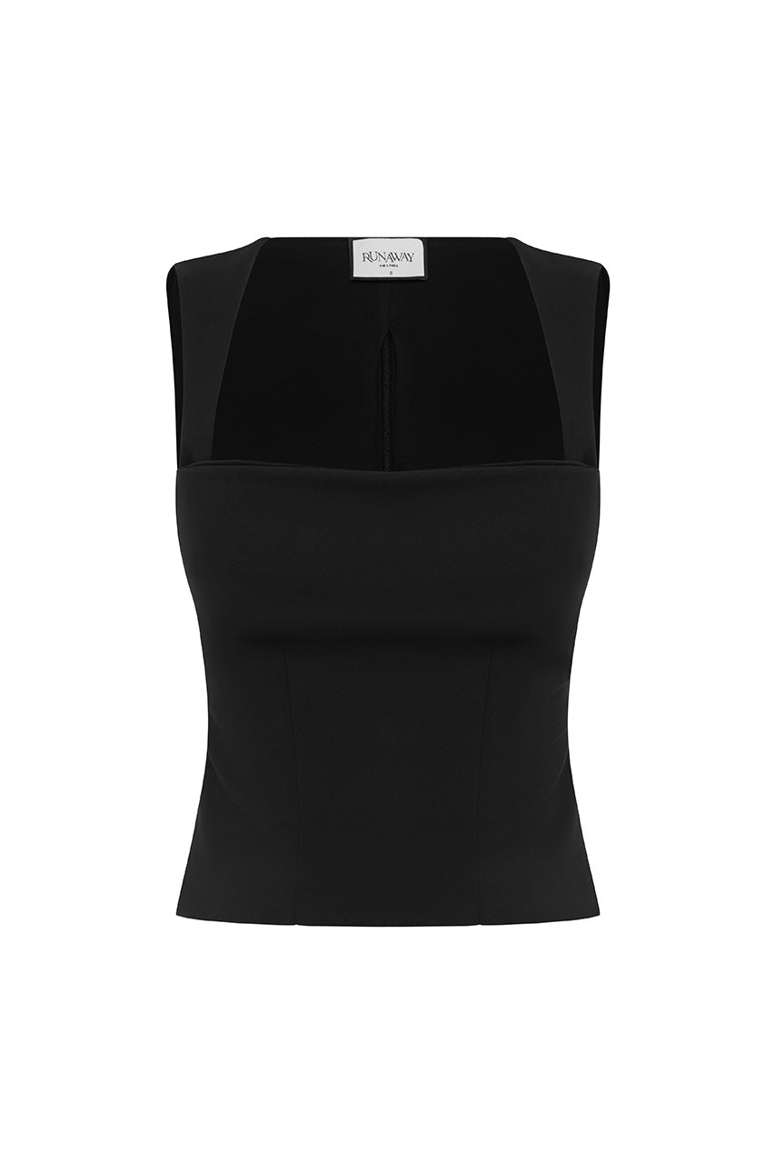 KODY SQUARE NECK TOP - BLACK - KODYSQAURENECKTOP-BLACK