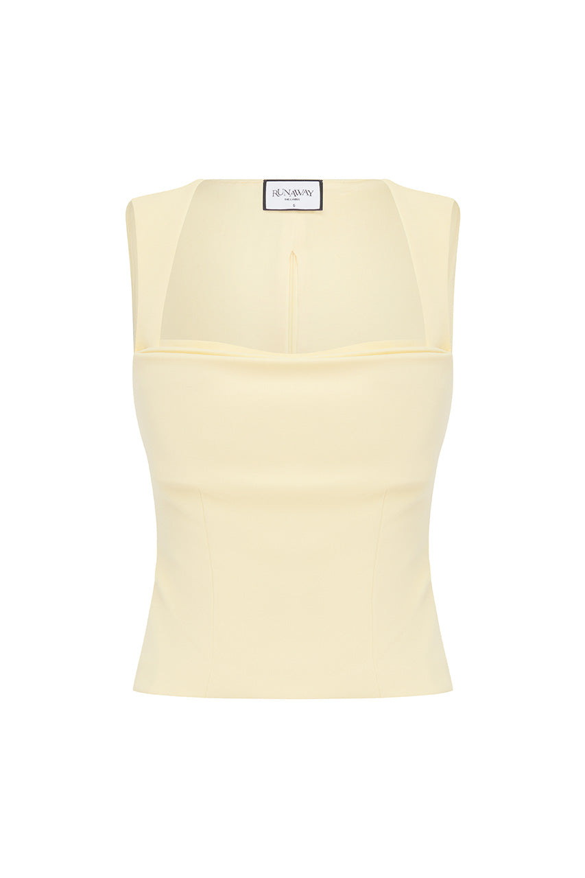 KODY SQUARE NECK TOP - LEMON - KODYSQAURENECKTOP-LEMON
