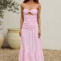 KYLIE STRAPLESS RUCHED MAXI DRESS - PINK