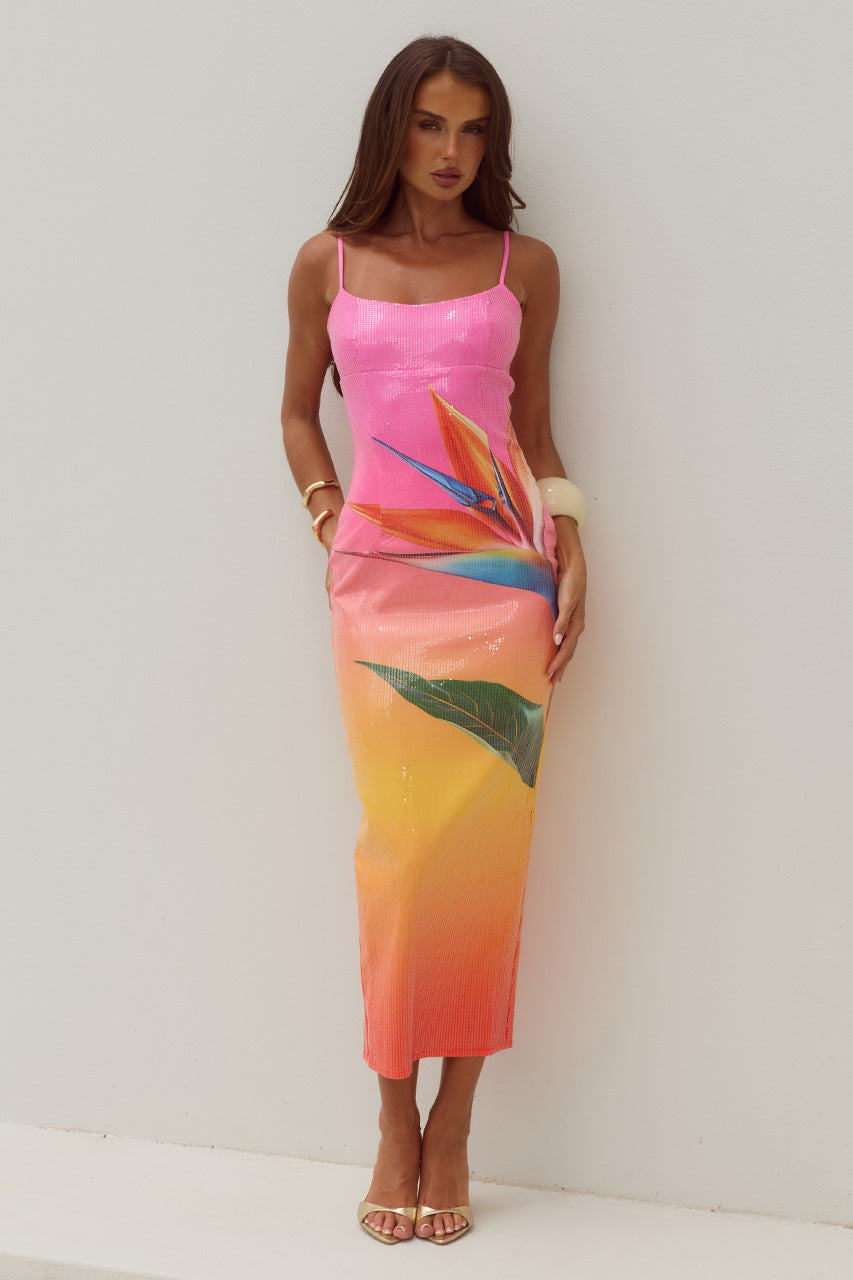 KYRA SCOOP NECK SEQUIN MIDI DRESS - TROPICAL OMBRE XXL - KYRASCOOPNECKSEQUINMIDIDRESS-TROPICALOMBRE