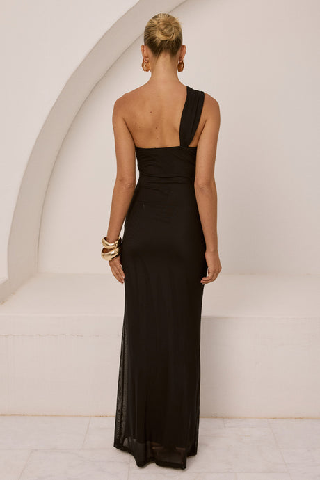KYREE ONE SHOULDER MAXI DRESS - BLACK