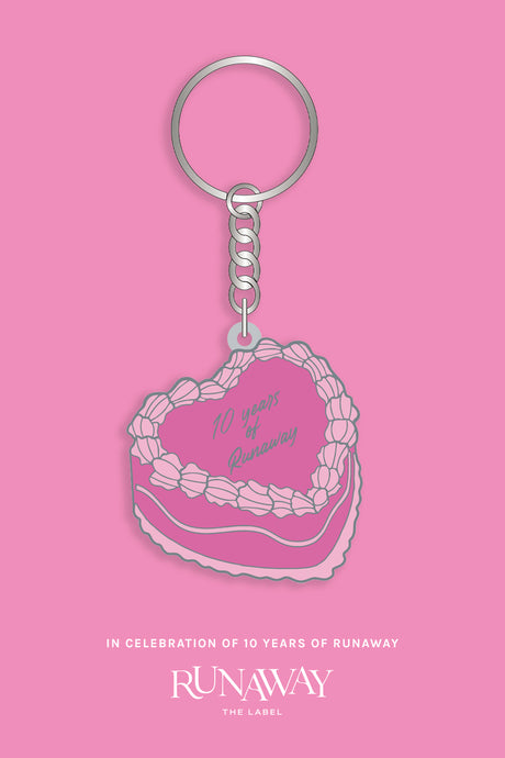 10 YEAR ANNIVERSARY CAKE KEYRING - MULTI