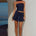 LANEY LAYERED RUFFLE MINI SKIRT - NAVY