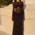 LARNA LACE LONG SLEEVE MAXI DRESS - BLACK