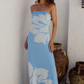 LENI STRAPLESS MAXI DRESS - LELO BLUE/WHITE