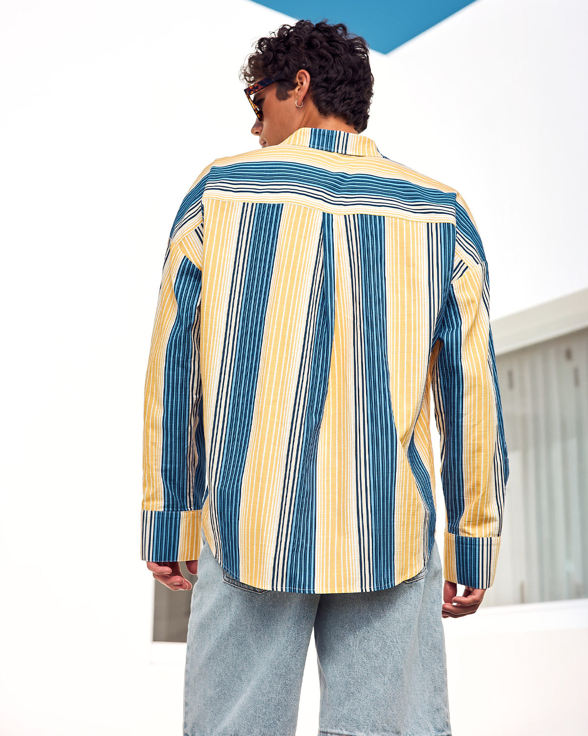 LEON LONG SLEEVE SHIRT - BLUE/ORANGE STRIPE - LEONLONGSLEEVESHIRT-BLUEORANGESTRIPE-3