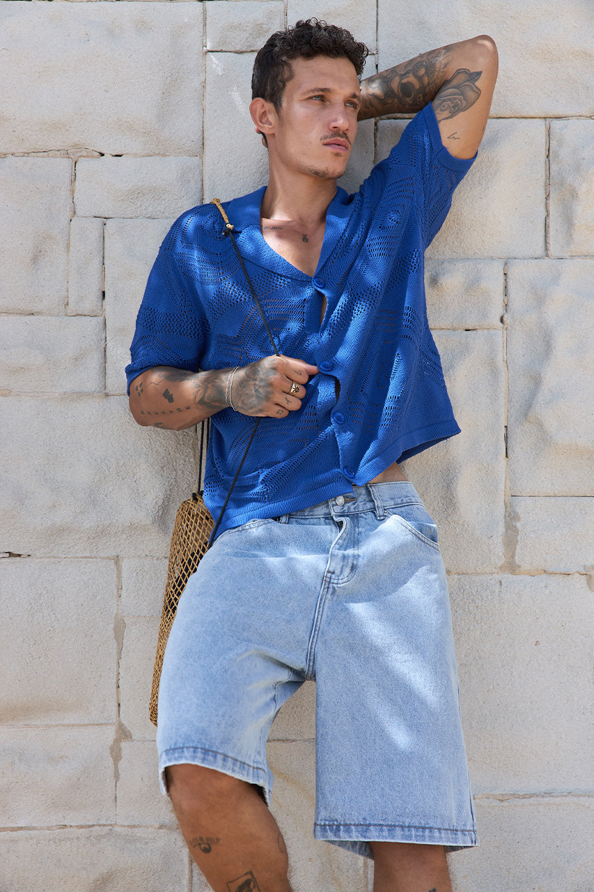 LIAM SHORT SLEEVE SHIRT - ROYAL - LIAMSHORTSLEEVESHIRT-ROYAL-1
