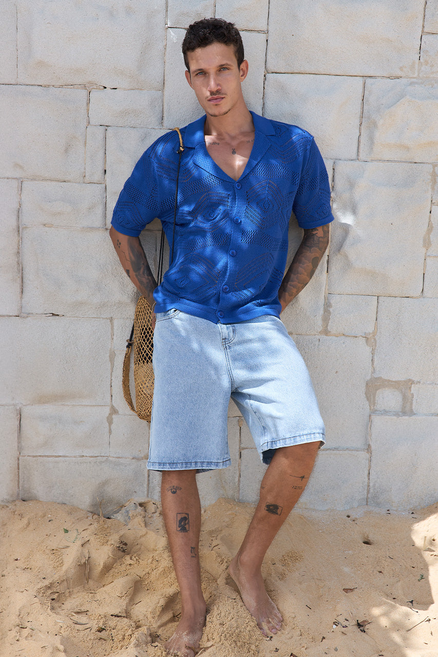 LIAM SHORT SLEEVE SHIRT - ROYAL - LIAMSHORTSLEEVESHIRT-ROYAL