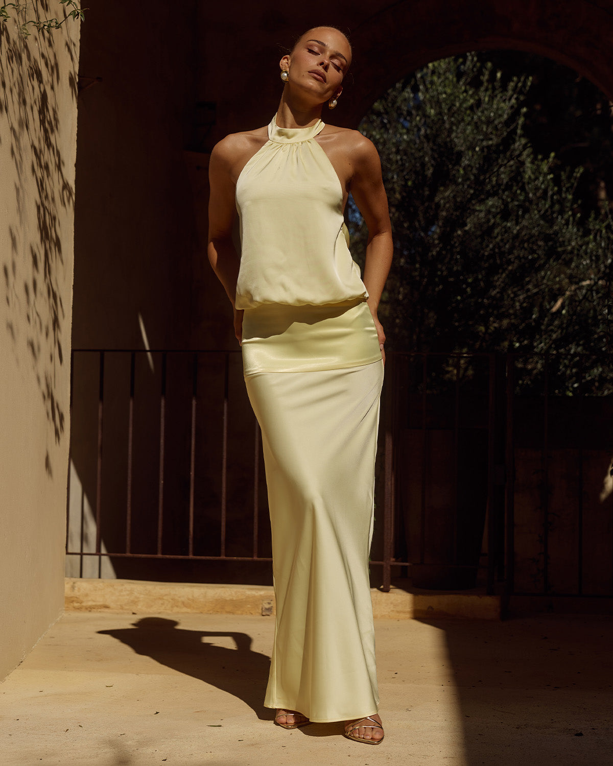 LILIETTE HALTER MAXI DRESS - BUTTER
